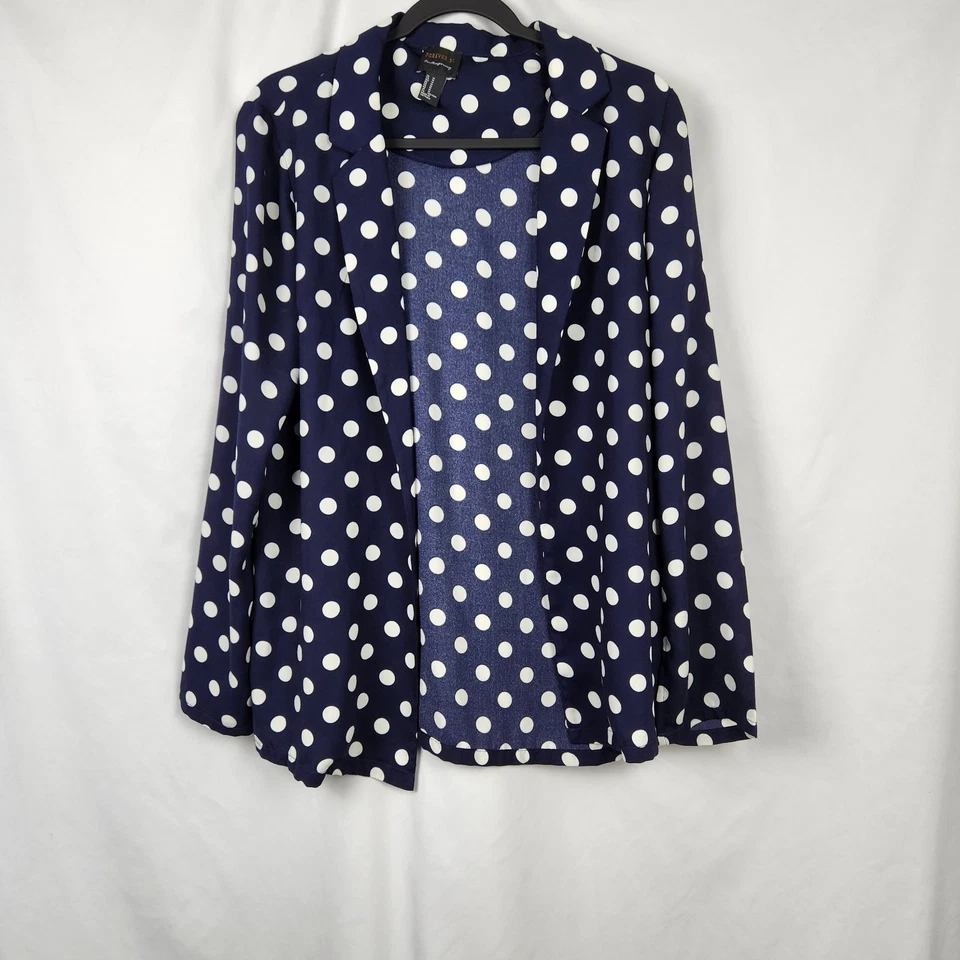 Blazer Forever 21 Mujer Frente Abierto Ligero Manga Larga Talla M Lunares Foto 1 de 4