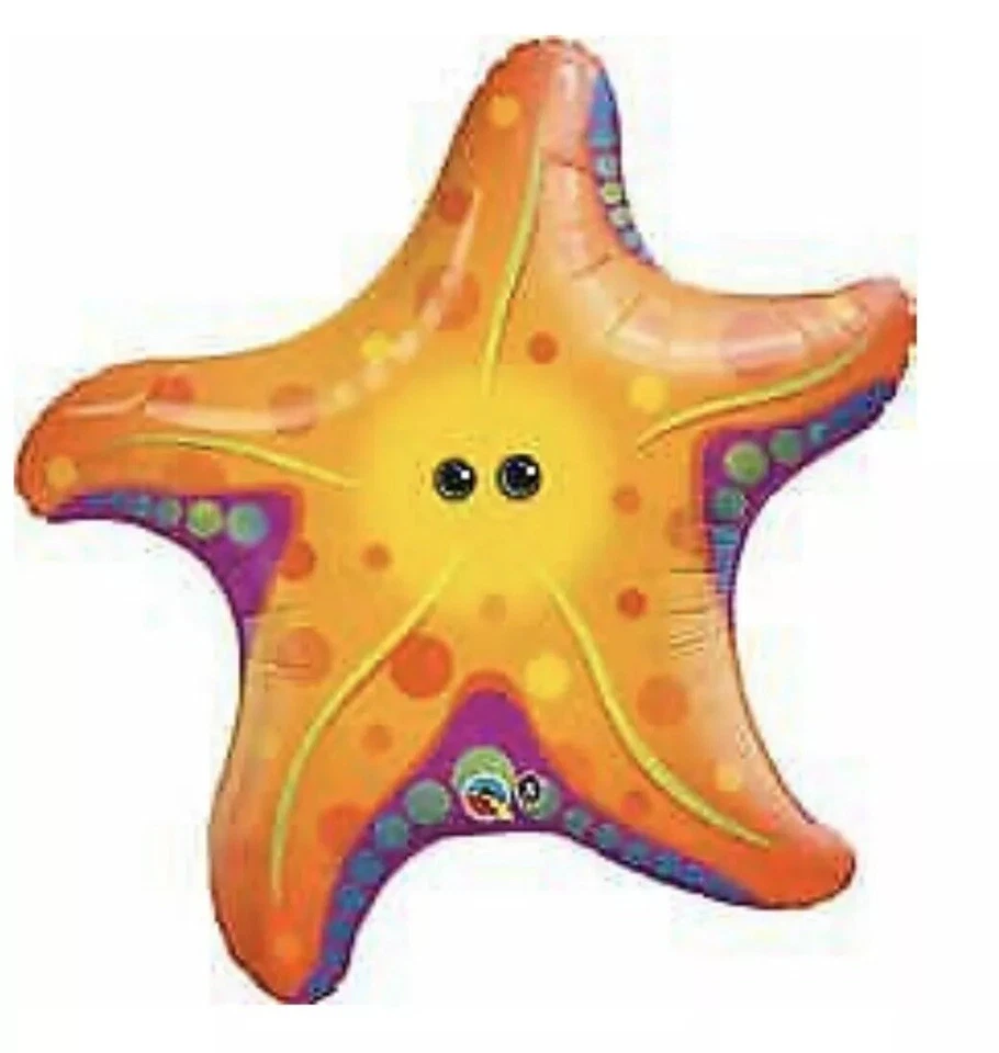 Cute SUPER STARFISH Orange Tropical LUAU Pool Beach SEA CREATURES Party Balloon - Image 1 of 1