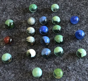 Lot Of 22 Vitro Agate Victory Marbles .59” To .66” Wet NM(+)-M Color Variety - Picture 1 of 8