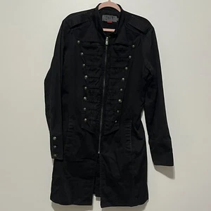 Tripp NYC Daang Goodman Herren Military Trenchcoat Gr. M Schwarz Goth Emo Steampunk - Bild 1 von 14