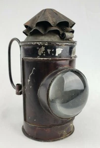Antique Police Bullseye Dark Lantern Oil Lamp Light Christmas Tree Top Signal - Picture 1 of 12