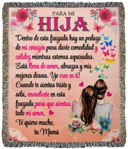 Regalo Para Hija De Mamá Frazada Manta Tejido 100% Algodón Navidad Cumpleaños - Imagen 1 de 4