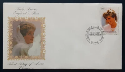 COMOROS Africa 1997 150F FDC Diana England's Rose Mi 1193 Scott 813f XF 3859 - Image 1 of 2