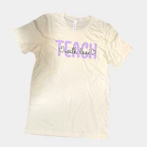 Teach With Love Custom T-Shirt Unisex Medium Cotton Casual Teacher Gift NEW - Picture 1 of 7