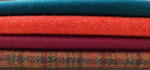 Red Orange Green Plaid Bundle- 100% Wool for Rug Hooking - Picture 1 of 5