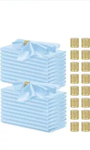 Set of 20 Satin Napkins and Napkin Rings Baby Blue Satin - Picture 1 of 4