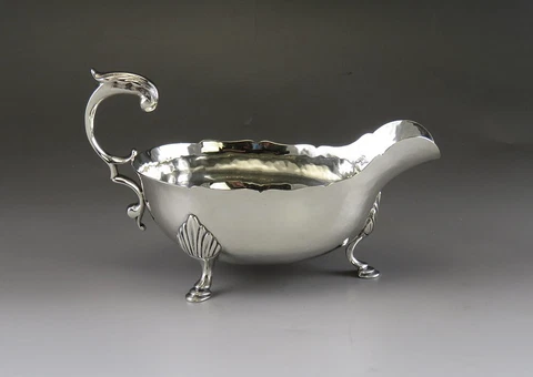 Antique Georgian Style American Handmade Sterling Silver Gravy Sauce Boat Cover