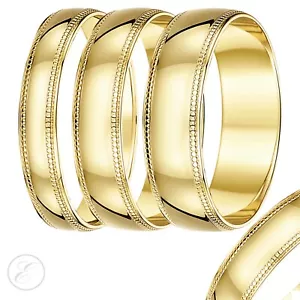 9 Karat Gelbgold Ring schwer Hofform Milgrain Hochzeitsband Markenzeichen 375 - Bild 1 von 13