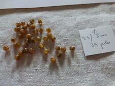 lot  de 35 perles vintage façon murano en verre ambre jaune orange 8 mm