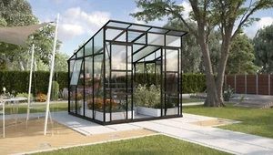 Vitavia Gewächshaus, Treibhaus Freya 7600 in schwarz, Kombiverglasung, ESG/HKP - Bild 1 von 4