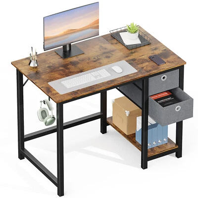 Home/Office Computer Desk with Storage Shelf and 2 Removable Drawers, Study Desk - Image 1 of 4