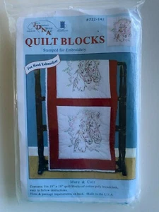 JDNA Quilt Blocks Stamped for Embroidery Mare & Colt Six 18x18 Blocks #732-142 - Picture 1 of 2