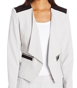 Y2K NINE WEST Women’s Open Draped Gray Stretchy Blazer Jacket Size 14 - Picture 1 of 5