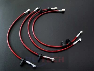 Linha de freio de aço inoxidável dianteira e traseira ajuste Honda Civic 1992-1995 93 94 95 92 vermelha - Imagem 1 de 4