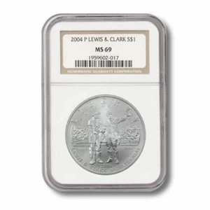 USA Modern Commemorative Silver Dollar- Lewis & Clark $1 2004P NGC MS-69 - Picture 1 of 3