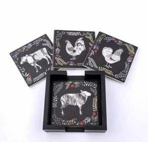 Thirstystone 5-Pc. Farm Animal Coasters & Holder - NEW - Picture 1 of 3