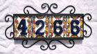 4 carreaux mexicains bleus numéros de maison haut relief et cadre horizontal