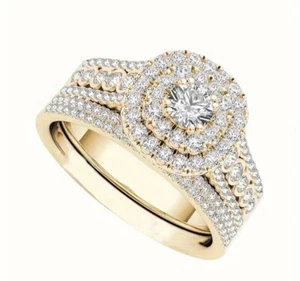 Boutique 14k Gold Plated Cubic Zirconia Surrounded By Accents Ring Size 8 ๐ - Picture 1 of 7