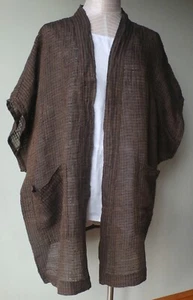 FLAX Designs Osbcure Cardigan M & L NWT COFFEE WINDOWPANE - Picture 1 of 10