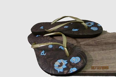 Sandalias de playa HAVAIANAS Gold Slide Blue Bird Chanclas - talla 39 - EE. UU. 7-8 - nuevas sin caja Foto 1 de 4