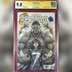 CAMPEONES #1 ARTGERM EDICIÓN VARIANTE BLANCO NEGRO CGC 9.8 SS FIRMADO POR ARTGERM - Imagen 1 de 1