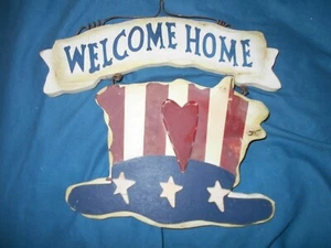 American Themed Welcome Home Rustic 10 1/2 x 10 1/2 Wall Hanging - Picture 1 of 1