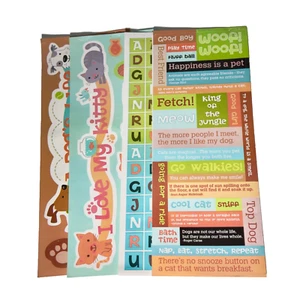 NEU Hund und Katze buntes Sammelalbum Mylar Aufkleber Welpe Katze Katzenminze Leine Miauen - Bild 1 von 6