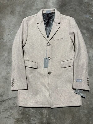 NWT Michael Kors Mens Top Coat Over Car Cream Wool button Stretch Slim - Image 1 of 4