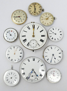 Lot of 11x Vintage Pocket & Wrist Watch Movements Spare Repairs Ladies & Gents