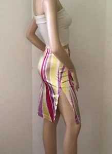Vintage VERSACE Jeans Couture So Sexy! Multi Color Wave Skirt (Size 38) - Picture 1 of 12