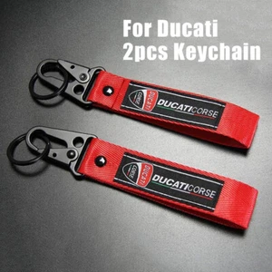 For Ducati 2x Backpack Key Ring Hook Strap Metal Keychain Lanyard Double Side - Picture 1 of 5