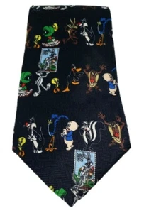 Corbata vintage 1997 colección de estampillas Looney Tunes para hombre 54,50" multipersonaje - Imagen 1 de 3