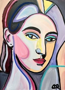 CORBELLIC EXPRESSIONISM 16X20 NORWAY WOMAN CUBISM FINE ART HOME INTERIOR DESIGN - Picture 1 of 10