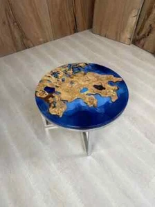 Modern Blue Epoxy Table Top, Personalized Ocean Theme Resin Coffee Table Decor - Picture 1 of 9