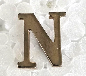 Vintage Initial Letter N Gold Tone Lapel Tie Pin 1/2" - Picture 1 of 5