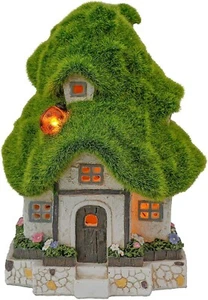 Solar Fairy House Garden Decor Sculpture Yard Lawn Figurine Patio Statue Cottage - Picture 1 of 9