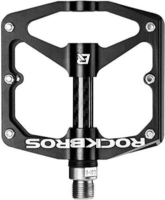 ROCKBROS Bike Pedals Carbon Fiber Sealed Bearing Flat Pedals 9/16'' Black 2pcs - Image 1 of 4