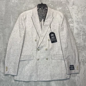 Abrigo deportivo Joseph Abboud para hombre doble pecho gris lino mezcla de algodón ajustado 42R - Imagen 1 de 9