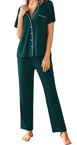 Avidlove Damen Pyjama Set Kerbkragen weich Nachtwäsche Kurzarm Knopf XL - Bild 1 von 6