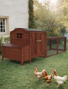 Large Chicken Coop, Wooden Chicken Coop for 3 4 5 Chickens, 106in Outdoor Hen... - Picture 1 of 6