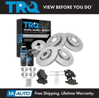 TRQ Front & Rear Ceramic Brake Pads & Rotor Kit For 2006-2009 Audi A4 A4 Quattro - Image 1 of 4