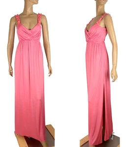 BLUMARINE GOWN LONG DRESS BEADED PINK JERSEY EMPIRE WAIST sz IT 38 US 2 - Picture 1 of 9