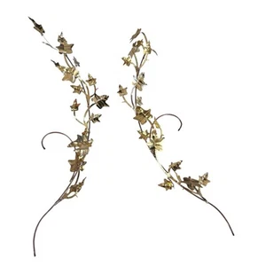 Set of 2 Vintage Home Interiors Wall Art Gold Tone Metal Leaves Vines Copper - Picture 1 of 4