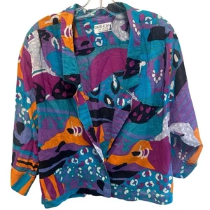 Vintage Givenchy En Plus Abstract Print Blazer Jacket Size 20W Art To Wear - Picture 1 of 12