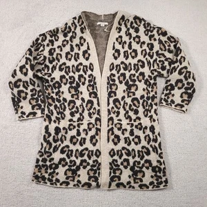 American Eagle Sweater Womens Medium Animal Print Open Front Black Knit Cardigan - Picture 1 of 12