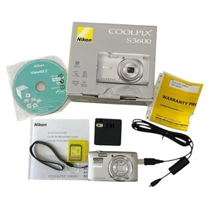 Nikon COOLPIX S3600 20.1MP Compact Digital Camera 8X Wide Zoom Complete TESTED - Picture 1 of 24
