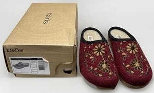 Taos Footwear Comfort Wool Clogs Shoes Spain Cranberry Woolderness 2 Size 8-8.5 - Picture 1 of 17