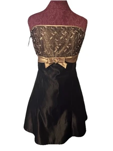 Gunne Sax Jessica McClintock Vintage Dress Black Gold Homecoming Y2K Sequin Sz 9 - Picture 1 of 2