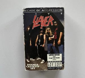 Slayer Decade of Aggression Live Double Cassette Tape 1991 Box & Booklet - Picture 1 of 5