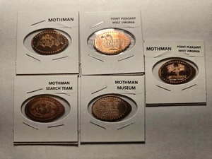 Mothman Museum pressed elongated penny smashed five coin set Point Pleasant WV - Picture 1 of 6